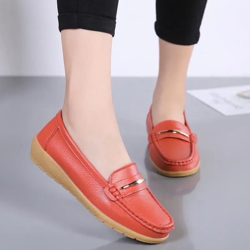 Fashion Classic New Leather Shoes comfortableBreathable Shoes Slip On Women Flats  Women's  Spring Autumn Mother Shoes