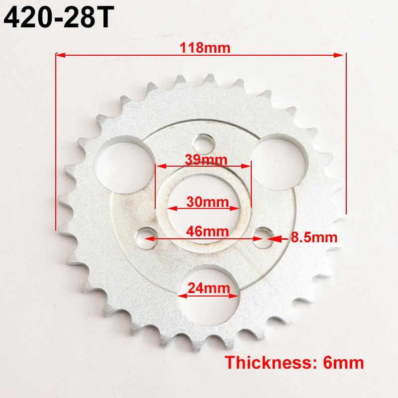 Motorcycle 24T/26T/28T/29T/31T/35T/37T Teeth 30mm Rear Gear Sprocket Fit For Honda Monkey Motorbike Pit Dirt Bike 420/428 Chain