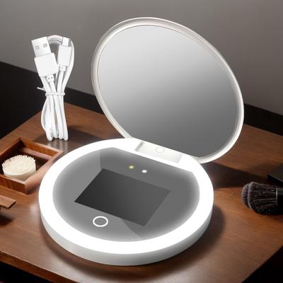 Cámara de Prueba de Protector Solar con Espejo UV y Luz, Aumento 2X, Tamaño de Bolsillo para Maquillaje de Viaje, Espejo de Maquillaje Inteligente UV para Protector Solar
