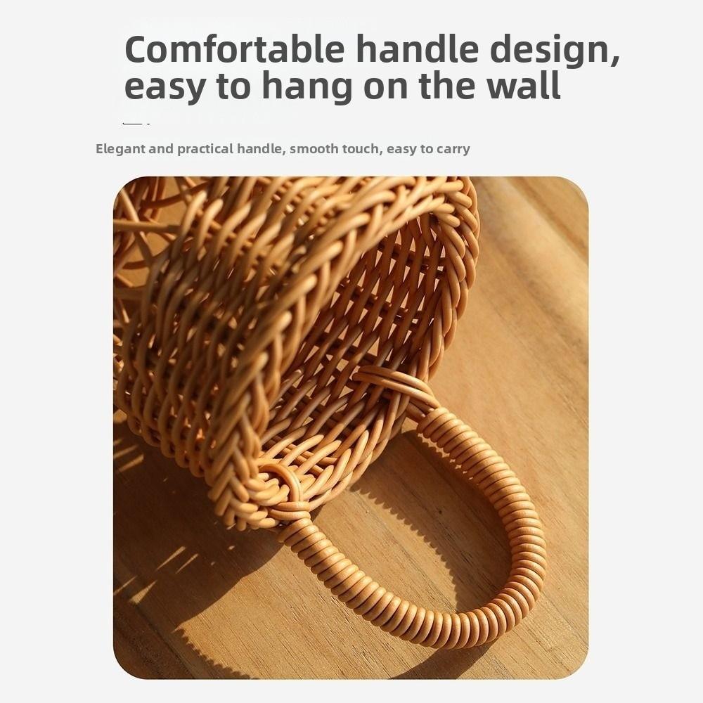 Hanging Handle Hanging Basket Woven Wall Storage Basket New Faux Rattan Basket Kitchen Storage