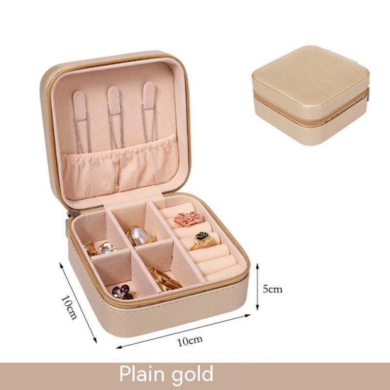 2PC Mini Jewelry Organizer Display Travel Jewelry Zipper Case Boxes Earrings Necklace Ring Portable Jewelry Box Leather Storage