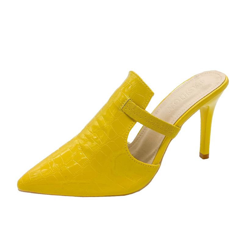 Fashion Spring New Baotou Slippers for Women Fashion Pointe Deep Mouth Slip-on High-heeled High-heel Sandals with Anti-slip Resistance