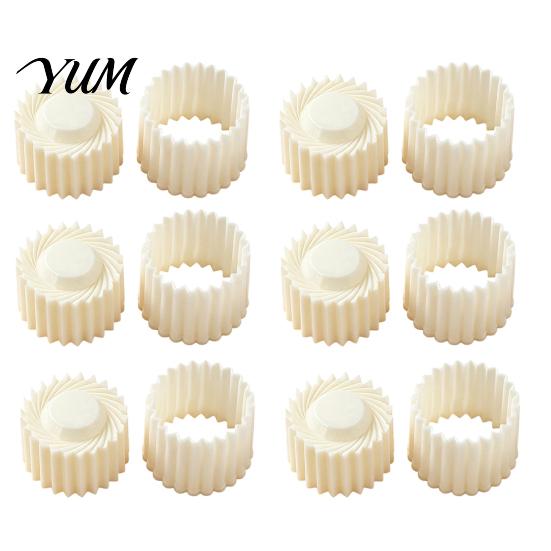 Kitchen Baking Tools 2-in-1 Round Mooncake Mold, Double Ended Pastry Press with Scallop And Non-stick Cookie Spiral Embossing for DIY Baking, Handheld