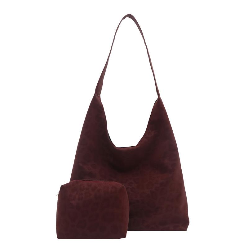 Retro leopard print bag women's winter new fashionable largecapacity shoulder underarm bag casual tote bag