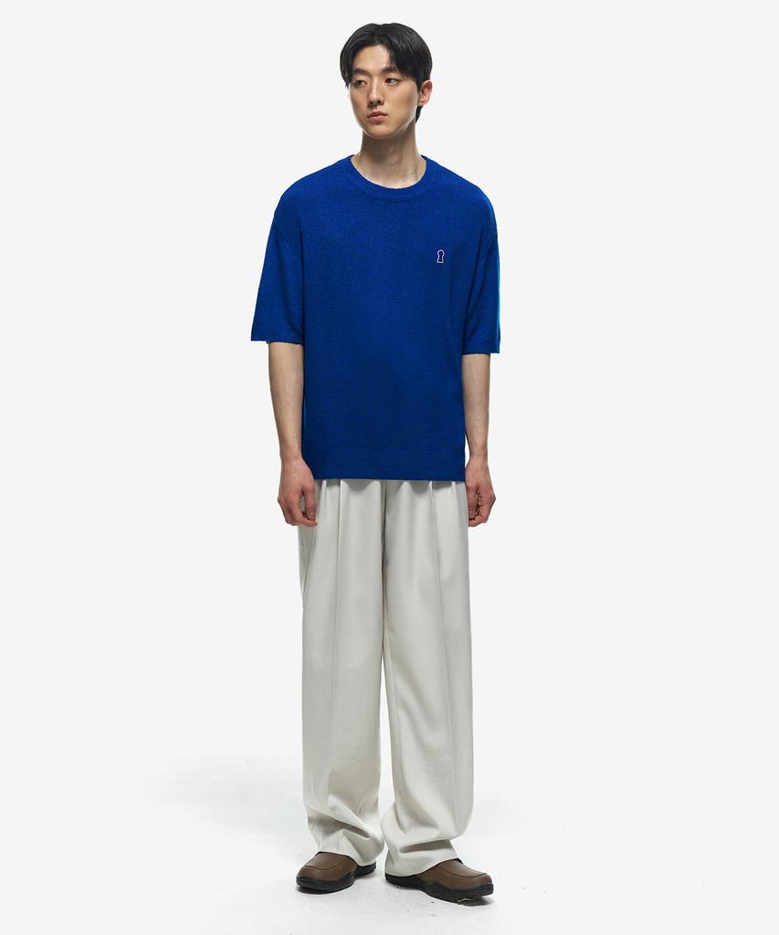 Sekeonmonollogeu Keyhole Boucle Round Short Sleeve Knit [6 Color]_Sekt009 (B Type)