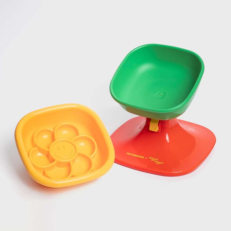 [pethroom X Wiggle Wiggle] Well Fit Table & Bowl (1EA) Dog Cat Height Angle Adjustable Porcelain Ceramic Tableware