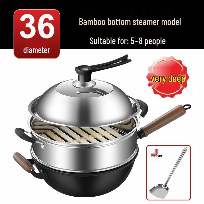 Vintage Non-Stick Cast Iron Skillet Wok for Gas Stove & Induction Cookers