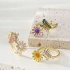 French Light Luxury Fashion Small Fresh Enamel Drop Glaze Butterfly Flower Ring Women's Non-fading Adjustable Opening Ring