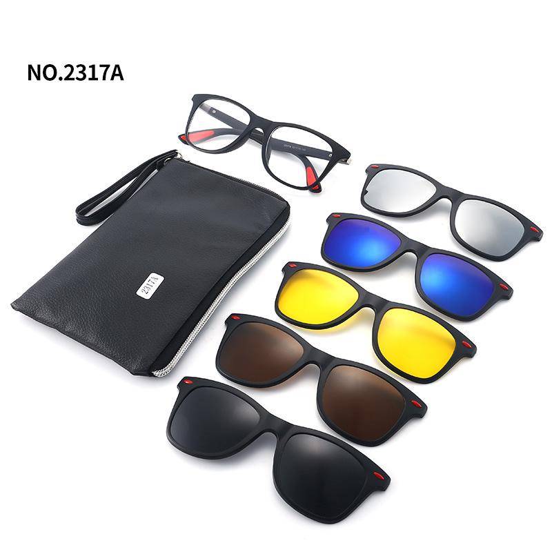 6 In 1 Men Women Optical Magnetic Sunglasses Clip Magnet Clip on Sunglasses Polaroid Clip on Sun Glasses WIth Box