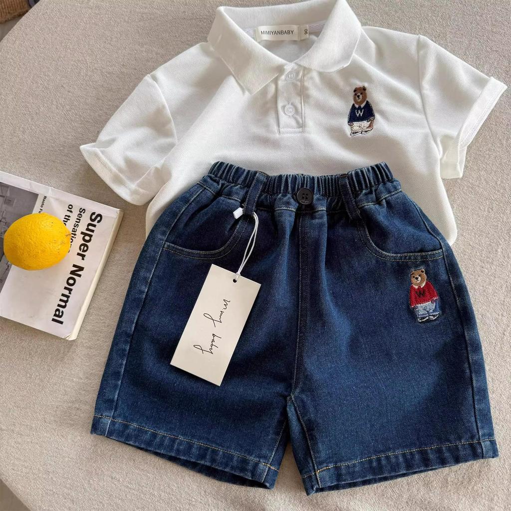 2025 Sommer Kinder Japanische Streetwear Bär Bestickte Shorts