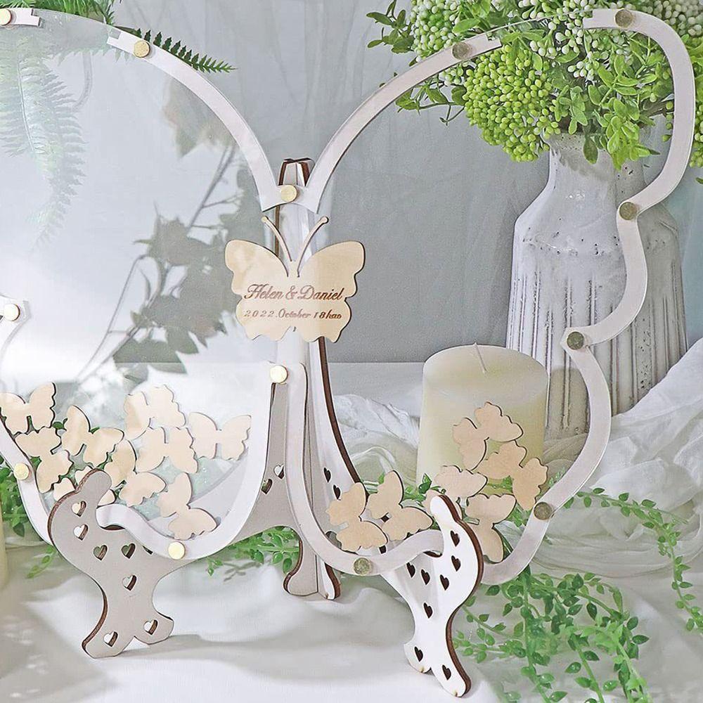 Wooden Butterfly Check-in Desk Custom Name Wedding Message Board  Birthday Party Decoration