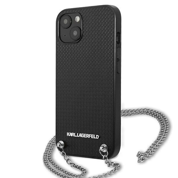 Karl Lagerfeld Klhcp13Mpmk Iphone 13 / 14 / 15 6,1 Hardcase Czarny/Black Leather Textured And Chain