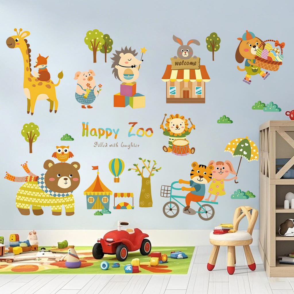 Kids Room Wall Stickers Cartoon Nursery Decoration Self Adhesive Removable Decor for Kindergarten Baby Bedroom Classroom
