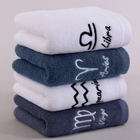Shower Towel Thickened Lint-free Letters Embroidery Highly Absorbent Soft Cotton Face Towel Washroom Supplies