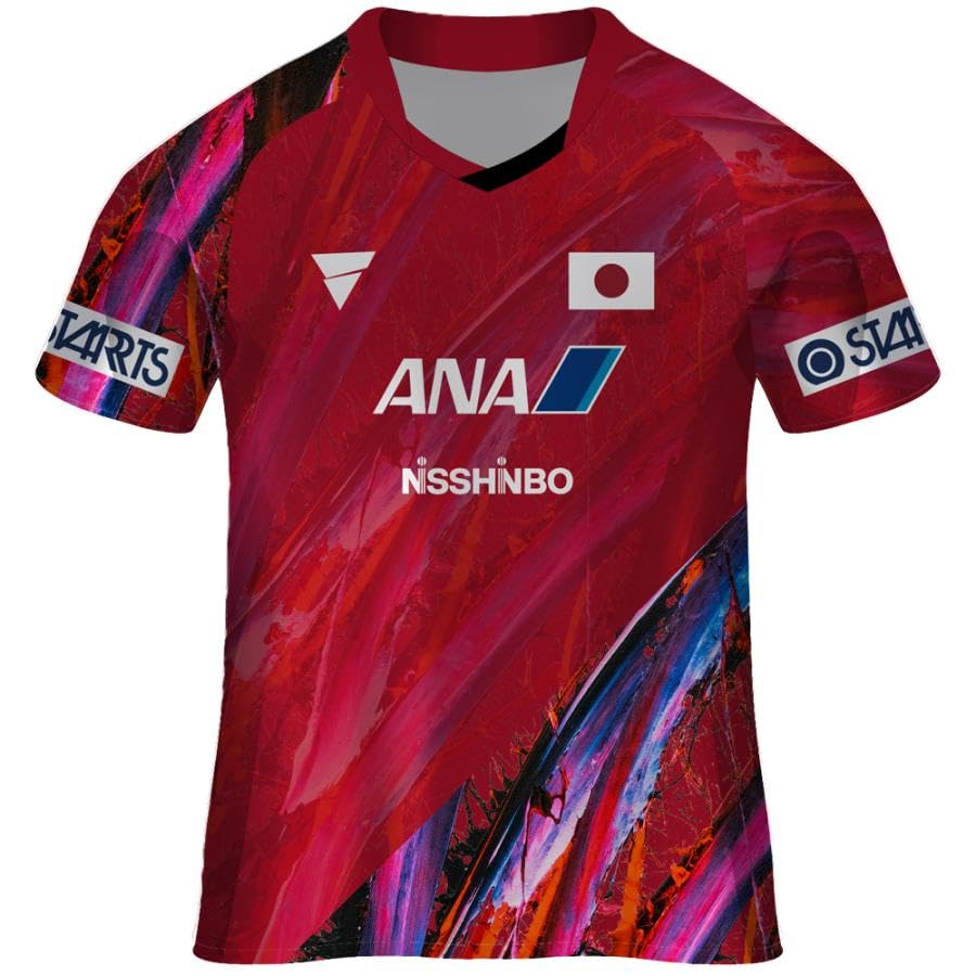 

Игровая футболка для настольного тенниса Victus, Модель национальной сборной Японии V-NGS407, Красный, Большой, с логотипом спонсора, без маркировки JTTA, Выдана игроку, Унисекс