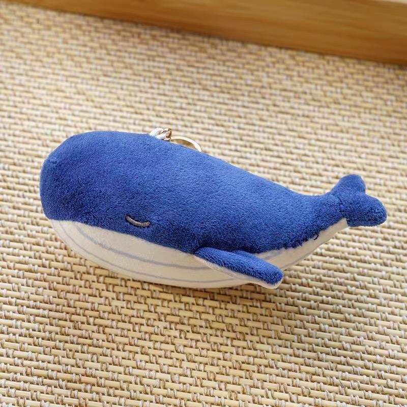 12cm Plush Whale Pendant Soft Stuffed Sea Animal Plush Toy Cartoon Blue Whale Keychain Bag Decoration Cute Birthday Gift