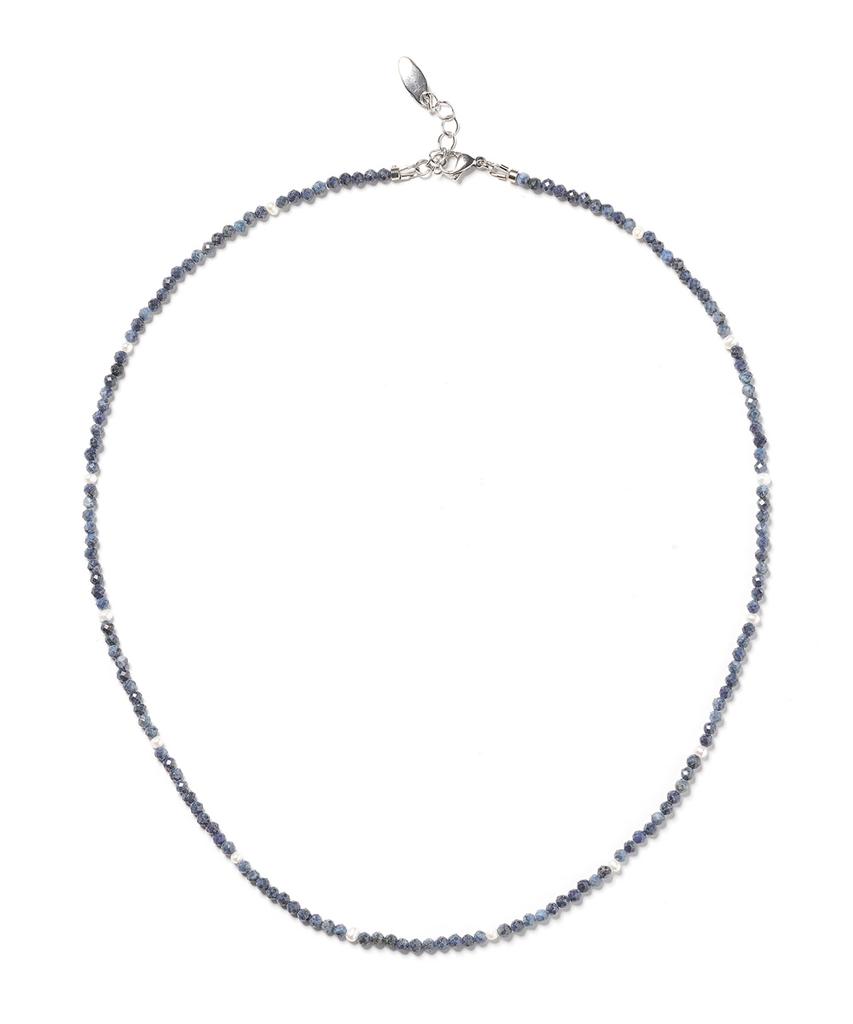 Polalita Deep Blue Mini Pearl Point Gemstone Necklace (Plt-Nl-023_Bl)