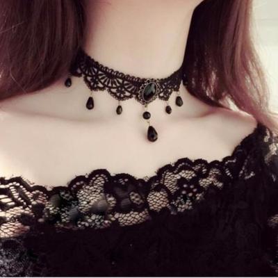 Accessoires Damen Halsband Cervical Court Gothic Hottie Halskette Spitzenhalsband Choker Schlüsselbeinkette Kragen Vintage