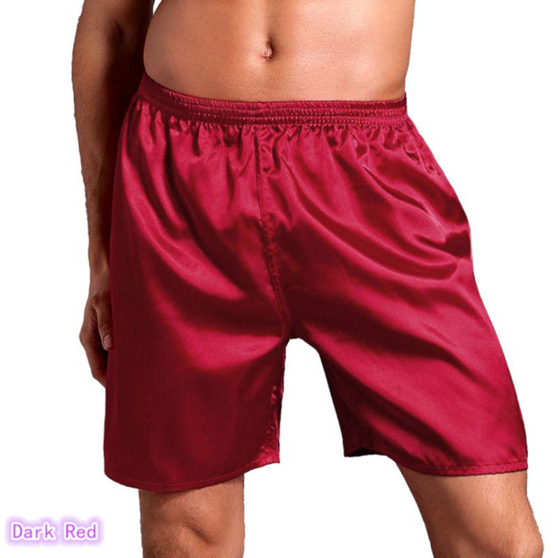 Mens Satin Pajamas Boxer Shorts Plain 