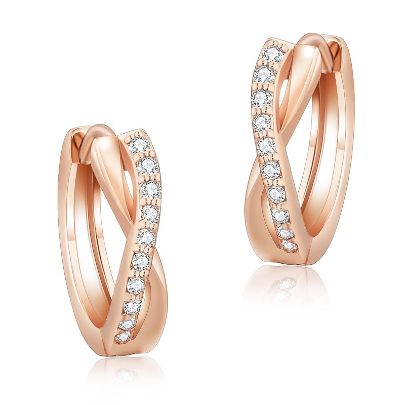

KRKC hoop earrings ladies earrings zircon earrings silver 925 Compatible with metal allergies popular earrings for women 13mm binaural set birthday