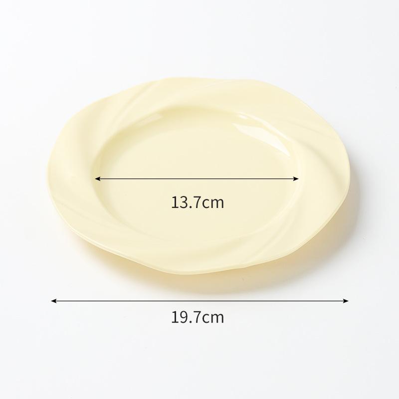 Ins Cream Style Breakfast Plate: High-Quality Round Vegetable & Dinner Plate, Imitation Porcelain, Perfect for Home and Restaurant Use