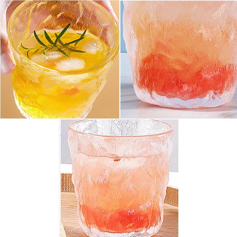 300ml/350ml Glacier Pattern Glass Water Cup Tea Milk Coffee Water Cup Ins Whiskey Wind Beer Juice Glass Mug Bar Drinkware Gift