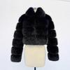 S-6X Short Imitation Fox Fur Jacket Women's Winter New Fashion Artificial Fur Splicing Crew Neck Coat