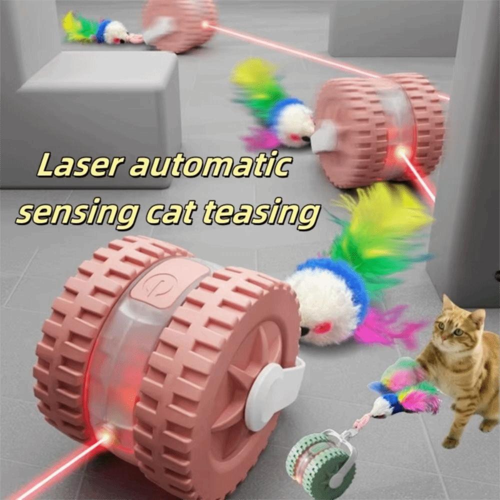 Electronic Automatic Cat Ball Toy With Mouse Tail Interactive Cat Teaser Ball  Holiday Pet Gift