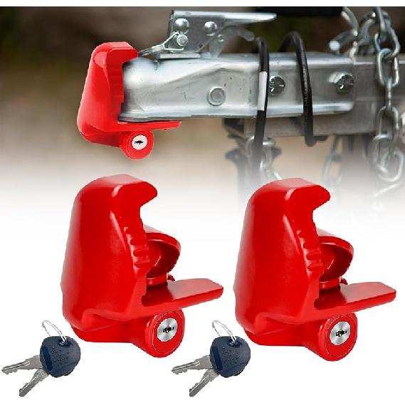 Trailer Hitch Locks With Keys, Fits 1-7/8 2-5/16 2 Inch Ball Hitch Lock Coupler Adjustable Tongue Lock Heavy Duty Steel For Vehicle Trailer Boat And