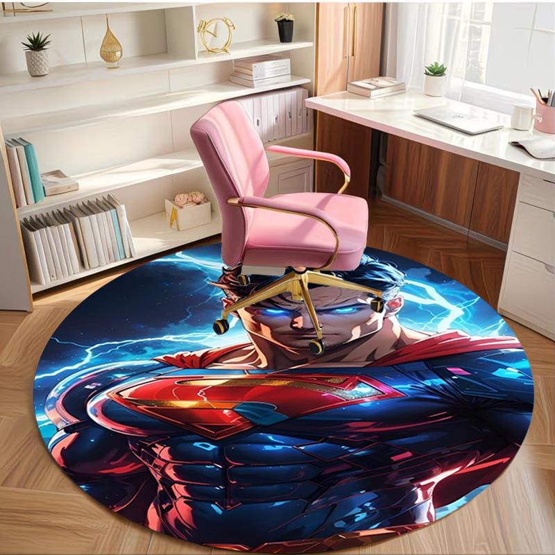 Superman Print Round Rug, Washable Floor Carpet, For Entryway Dorm Laundry Room Office Study, Home Decor Birthday Christmas Gift