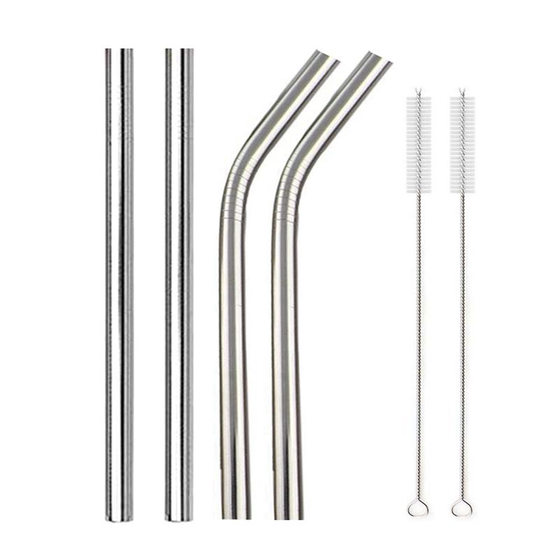 Lot de 4 pailles Boba réutilisables colorées en métal de 12 mm avec 2 brosses en acier inoxydable 304, pour le thé aux perles