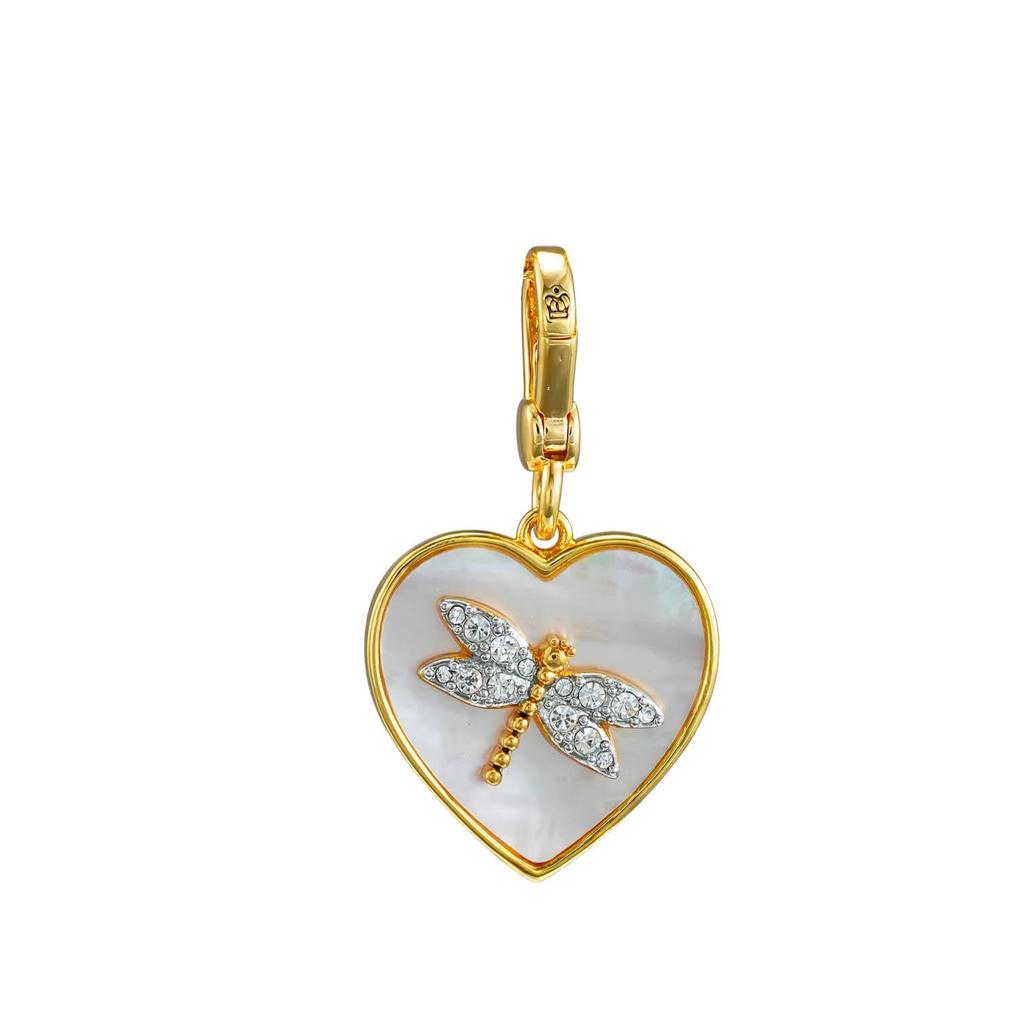 White Heart & Rhinestone Dragonfly Pendant Necklace for Women