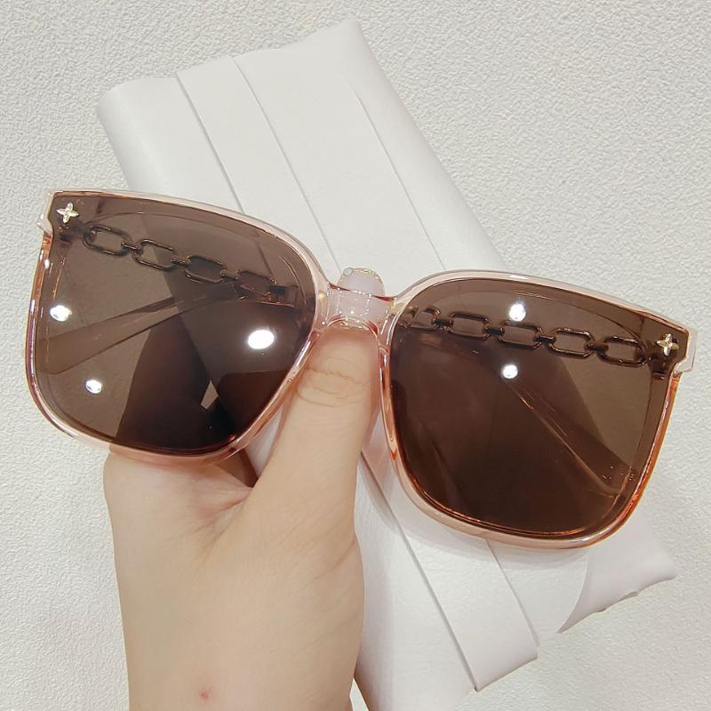 New Rectangle Sunglasses Women's Metal Chain Strip Mirror Leg Sun Glasses Women's Outdoor Driving Eyewear UV400