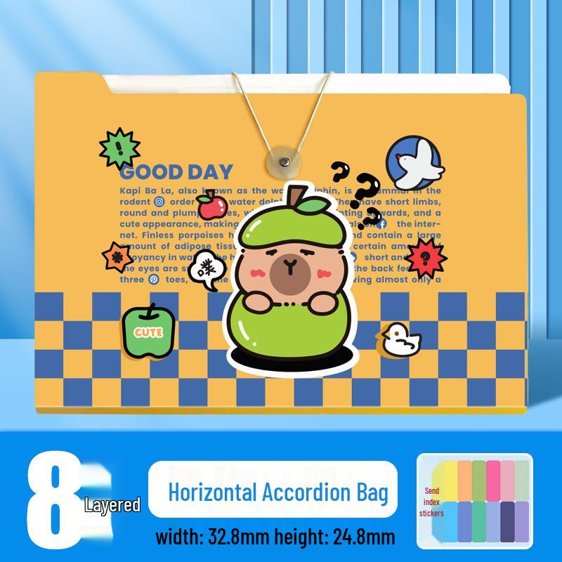 A4 Accordion Folder: Capybara Student Large-Capacity Test Paper and Data Storage Organizer
