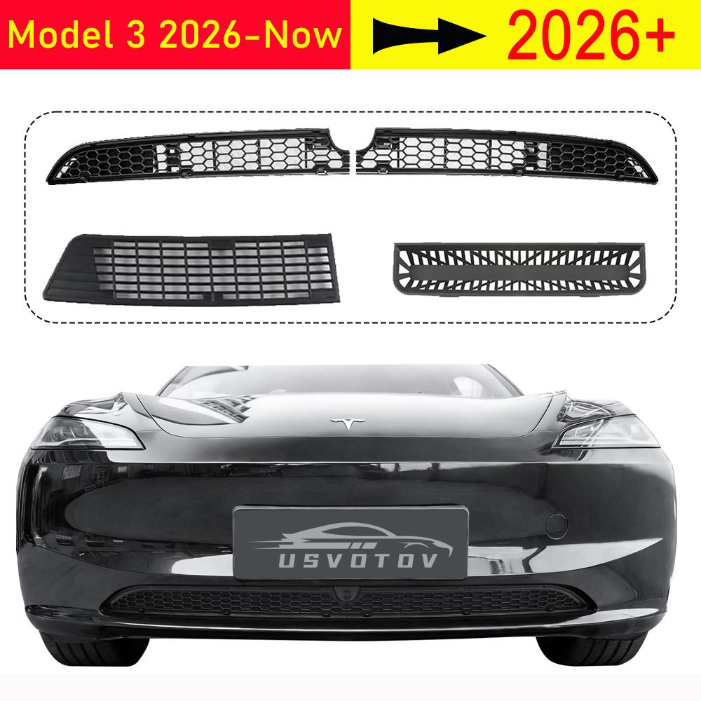 Per Tesla Model 3 2026 Inserto Rete Griglia Anteriore Griglia Inferiore Paraurti Griglia Presa d'Aria Coperchio Trim Protettore Accessori da Viaggio