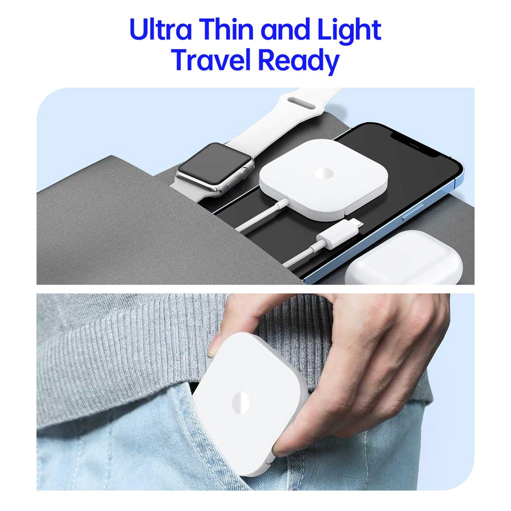 3 In 1 Portable Magnetic Wireless Charger with Stand for iPhone 16 Pro Max 15plus 14pro Watch S10 Airpods Pro2 Devices