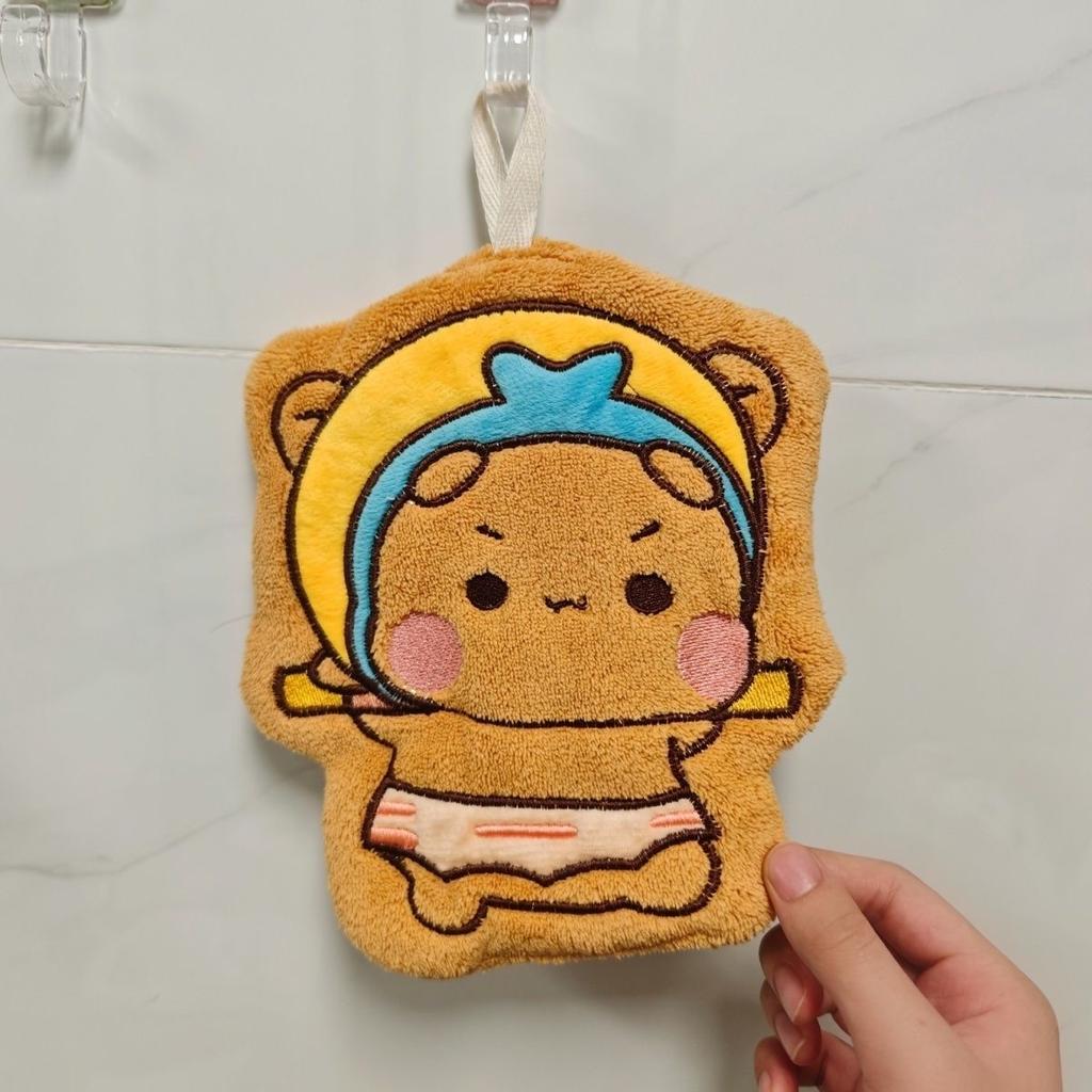 Soft Panda Bubu Dudu Hand Towel Double Layer Thick Absorbent Coral Fleece Hanging Towel Cute Bear Cartoon Towel for Home Towel