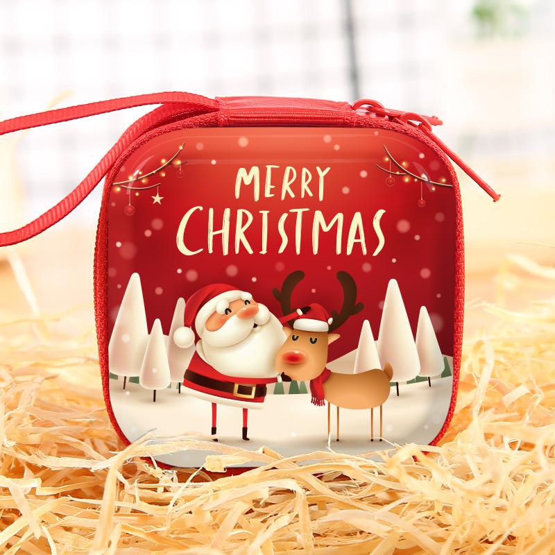 Christmas Decor Gift Zipper Wallet Children's Coin Purse Cute Santa Cartoon Holiday Gift Bags For Guests Wedding Birthday Party