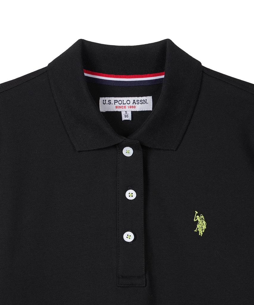 USPOLOASSN Cotton Blend Long Sleeve Collared T-Shirt_Black