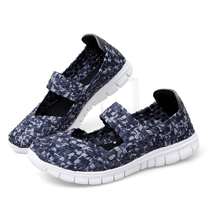 Summer Mary Janes Women Sandals Beach Lazy Shoes White Blue Casual Weave Soft Slip On Walking Color Sandals Large Size