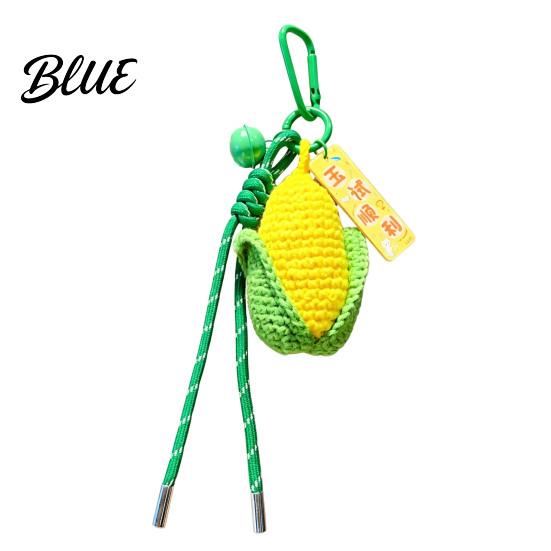 Soft Purse Accessory Crocheted Corn Keychain for Backpacks, Handmade Keyring with Bell Crochet Food & Blessing Tag, Simulated Vegetable Bag
