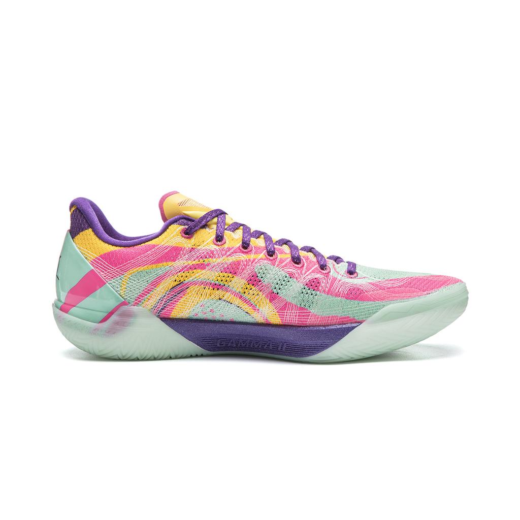 Li Ning Gamma 2 Proti skluzu, Odolné proti oděru, Lehké Nízké Basketbalové boty Pánské Růžová Azurová Žlutá ABAV033-12