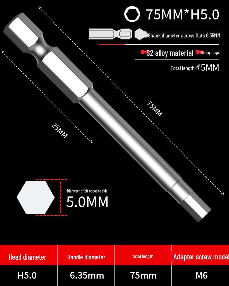 Hexagonal Driver Bit Extension for Screwdriver and Drill