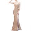 Long Party Sequined Back Elegant Slit Dress with Perfect for and Parties [polar Lander] Dress, Tight, Sexy, Off-the-Shoulder, Ruffle, Pads, Reunions,