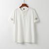 Summer thin linen short-sleeved T-shirt set men's Chinese cotton and linen half-sleeved top retro trend V-neck t-shirt