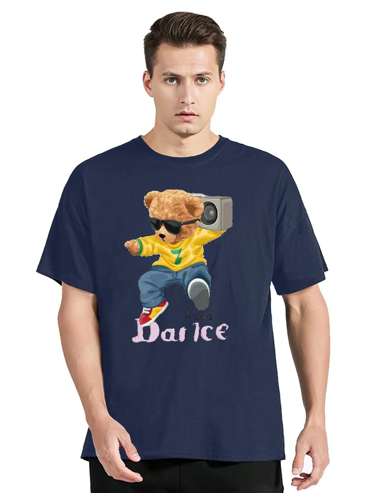 Cool Bear In Rocker Style With Electric Guitar TShirt Hip Hop Rock Cotton Tops Tees Mens Clothing Oversized Tshirt
