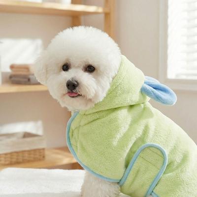 Warm Dog Hooded Bathrobe Coral Fleece Dog Bath Towels Pet Quick Drying Towel  Outdoor