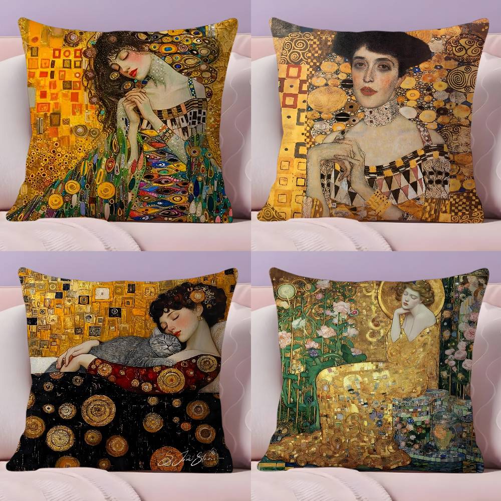 G-Gustav K-Klimt Oil Painting Pillow Case Pillowcase Ultra Soft Skin Friendly Fabric Cloud Like Comfort & Concealed Zipper