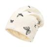Women's Butterfly Print Pleated Stretchy Turban Headwrap Casual Snood Hat