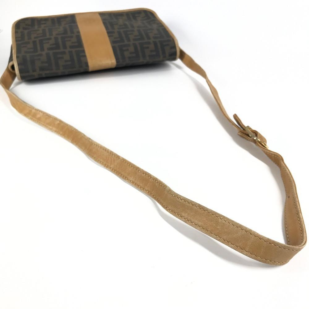 Fendi Vintage Zucca Logo Bag Flap Crossbody Shoulder Bag PVC/Leather Brown